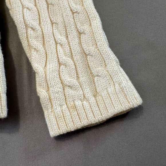 L.L.Bean Women’s White Cable Knit Zip Up Sweater Size 1X Plus Size 100% Cotton - Picture 5 of 10